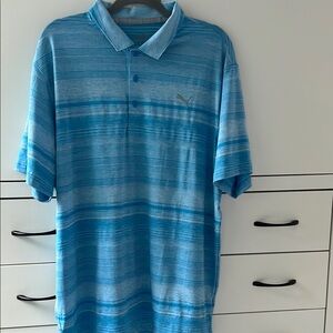 Puma Blue Polo Shirt with Gradient Stripes